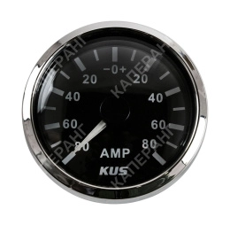 Амперметр аналоговый -/+80 А, черный циферблат, нержавеющий ободок, д. 52 мм (KY06005)